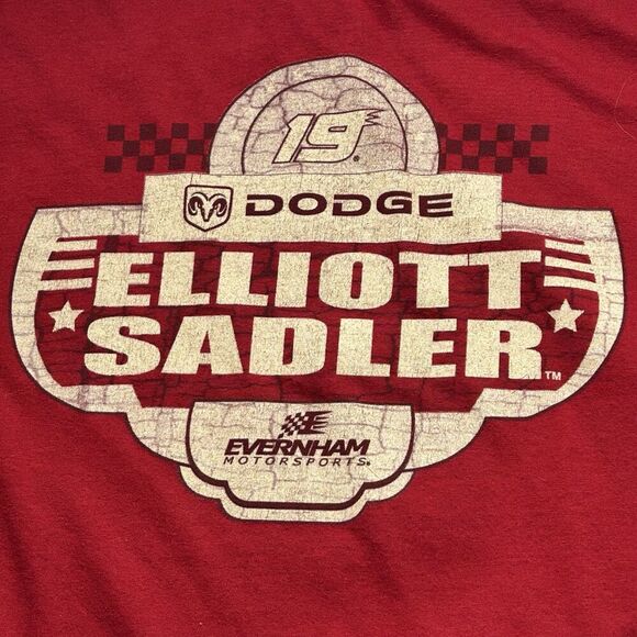 Vintage Nascar Elliot Sadler #19  Dodge Racing Red T-Shirt Double Sided Size L - Picture 2 of 7